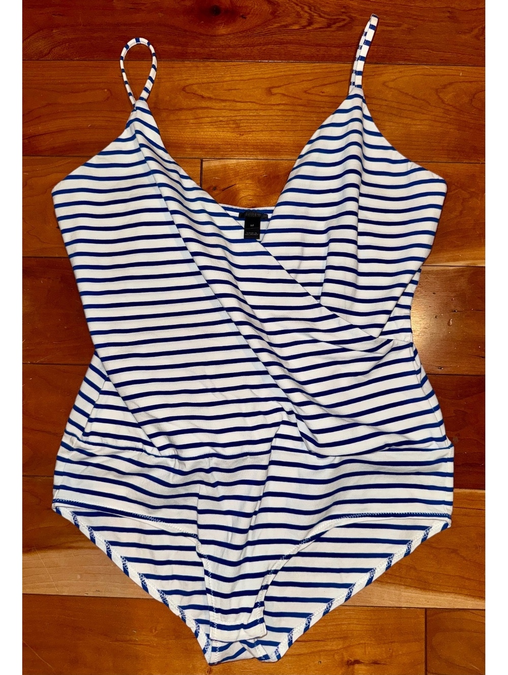J.Crew Women's Medium Striped One-Piece Bodysuit with Blue and White Stripes